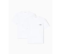 Emporio Armani Herren T-Shirt 2er-Pack BOLD MONOGRAM Rundhals Fitted Fit Stretch Cotton Weiß S
