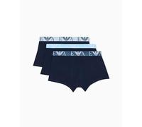 Boxershorts EMPORIO ARMANI "Boxershort BOLD MONOGRAM 3er Pack", Herren, Gr. XXL, blau, Obermaterial: 95% Baumwolle CO. 5% Elasthan EL., Unterhosen (19101423-XXL) blau