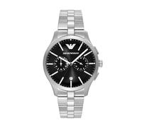 Chronograph EMPORIO ARMANI, edelstahlfarben, schwarz, Armbanduhren, Herren, Quarzuhr, Armbanduhr, Herrenuhr, Edelstahlarmband, analog, Tag (39534323-0) edelstahlfarben, schwarz