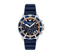 Chronograph EMPORIO ARMANI, dunkelblau, orange, Armbanduhren, Herren, Armbanduhr, Solar, Herrenuhr, Silikonarmband, analog, Tag (82634611-0) dunkelblau, orange