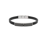 EMPORIO ARMANI Herren Armband Namensplakette Leder schwarz, EGS2728040