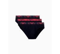 EMPORIO ARMANI Herren Slips, 3er Pack - BOLD MONOGRAM, Briefs, Stretch Cotton Schwarz XL