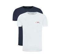 Emporio Armani Herren Bold Monogram Crew Neck 2-Pack T-Shirt, Weiß/Marine, XL (2er Pack)