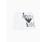 Emporio Armani Straight Fit Badeshorts mit Logo-Detail in Weiss, Größe XXL