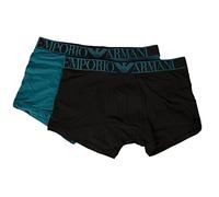 Emporio Armani Herren-Boxershorts 2er-Pack elastischer Doppelpack Artikel 111769 2F720BPACK Trunk, 22332 Topaz - Black/Topazio - Nero, L
