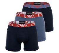 EMPORIO ARMANI Herren Boxershorts, 3er Pack - BOLD MONOGRAM, Boxer, Stretch Cotton Blau M
