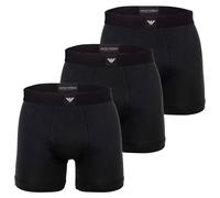 EMPORIO ARMANI Herren Boxershorts, 3er Pack - ESSENTIAL LOGOLABEL, Long Boxer, Stretch Cotton XL Schwarz