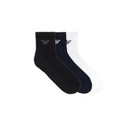 Emporio Armani Herren Casual Cotton 3-Pack Ankle Socks 3er-Pack Knöchelsocken, Weiß/Schwarz/Marineblau, Einheitsgröße