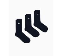 EMPORIO ARMANI Herren Socken, 3er Pack - CASUAL COTTON, Kurzsocken, One Size Marine 39-46