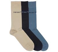 EMPORIO ARMANI Herren Socken, 3er Pack - CASUAL COTTON, Kurzsocken, One Size Marine/Nude/Blau / 40-45 40-45 Blau