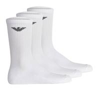 Emporio Armani Herren Casual Cotton 3-Pack Sneaker Socks 3er-Pack Sneakersocken, Weiß/Weiß/Weiß, S-M