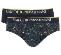 Emporio Armani Herren Christmas Stretch Cotton 2-Pack Brief Slip, ST COSTELLAZIONI/MAR, M