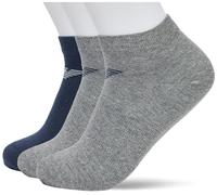 EMPORIO ARMANI Herren Eagle Logo 3er-Pack Sneaker-Socken, MARINE/GRAU/GRAU (MARINEBLUE), S