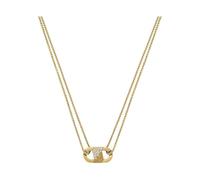 Kette mit Anhänger EMPORIO ARMANI "Schmuck Geschenk Edelstahl", gold (gelbgoldfarben, kristallweiß), Halsketten, Damen, Edelstahl, L: 45 B: 2mm, mit Glasstein, B:2mm (95191723-0) gelbgoldfarben, krist