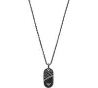 Emporio Armani Herren-Edelstahl-Halskette mit Karabinerverschluss, Jett schwarz