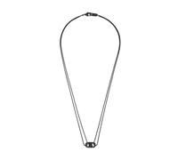 Emporio Armani Herren-Edelstahl-Halskette mit Karabinerverschluss, Silber-Grau