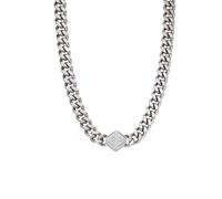 Emporio Armani Herren-Edelstahl-Halskette mit Karabinerverschluss, Taubengrau