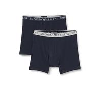 Emporio Armani Herren Emporio Armani Men's 2-pack Endurance Mid Waist Boxer Shorts, Marine/Marine, S EU