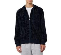 Emporio Armani Herren Emporio Armani Men's Zipped Jacquard Bold Logo Chenille Sweatshirt, Marine Jacquard, S EU