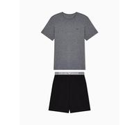 EMPORIO ARMANI Herren Schlafanzug, kurz - ENDURANCE, Short Pyjama Set, Stretch Cotton Grau/Schwarz M