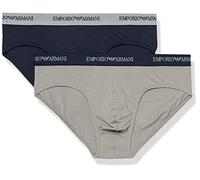 Emporio Armani Herren Essential Core Logoband 2-pack Brief Slip, Grey/Marine, L EU