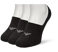 Emporio Armani Underwear Men's Footie Casual 3-Pack Invisible Socks, Onyx, S/M