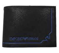Emporio Armani Herren Geldbörse Schwarz, Leder, Zweifach gefaltet, Münzfach, Zweifach, Schwarz