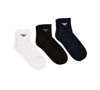 Emporio Armani Herren Quartersocken SPORTY SPONGE, 3er-Pack, Weiß/Schwarz/Blau, Einheitsgröße 39-46