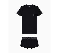 Emporio Armani Herren Megalogo T-Shirt + Trunk Badehose, Schwarz, L