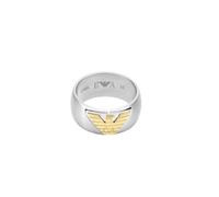 Fingerring EMPORIO ARMANI "Schmuck Geschenk Edelstahl EAGLE LOGO" Gr. 20, silberfarben, gelbgoldfarben, Fingerringe, Herren, 20, Edelstahl, 10mm, Fingerring (54053952-20) silberfarben, gelbgoldfarben