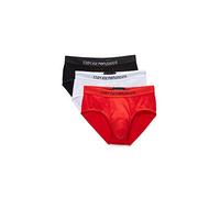 Emporio Armani Herren Men'S Cotton Briefs, 3-Pack Slip, Schwarz / Weiß Rot, M