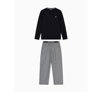 Emporio Armani Herren-Schlafanzug, gefärbt, gewebt, lang, Schwarz, Größe M, Schwarz, M