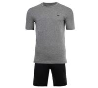 EMPORIO ARMANI Herren Schlafanzug, kurz - ENDURANCE, Short Pyjama Set, Stretch Cotton Grau/Schwarz L