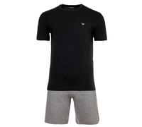 EMPORIO ARMANI Herren Schlafanzug, kurz - ENDURANCE, Short Pyjama Set, Stretch Cotton Schwarz/Grau / S S Schwarz