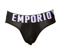 EMPORIO ARMANI Herren-Slip, sichtbare elastische Hose, Stretch-Baumwolle, Unterwäsche, Artikel 110814 4R516, 00020 Nero - Black, S