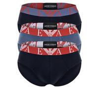 EMPORIO ARMANI Herren Slips, 3er Pack - BOLD MONOGRAM, Briefs, Stretch Cotton Blau S