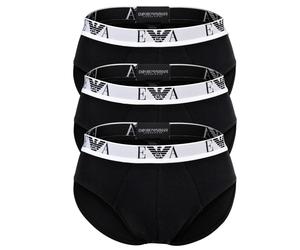 EMPORIO ARMANI Herren Slips, 3er Pack - BOLD MONOGRAM, Briefs, Stretch Cotton Schwarz M