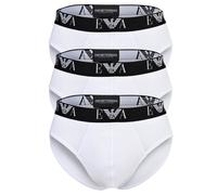 EMPORIO ARMANI Herren Slips, 3er Pack - BOLD MONOGRAM, Briefs, Stretch Cotton Weiß L