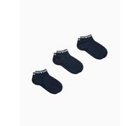 EMPORIO ARMANI Herren Sneaker-Socken mit verlängertem Logo, Blau, Größe S/M, 3er-Pack