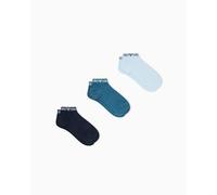 EMPORIO ARMANI Herren Sneaker-Socken mit verlängertem Logo, Blau, Größe S/M, 3er-Pack
