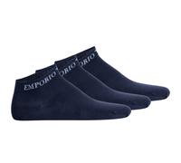 EMPORIO ARMANI Herren Sneakersocken, 3er Pack - CASUAL COTTON, Logo Marine 44-47
