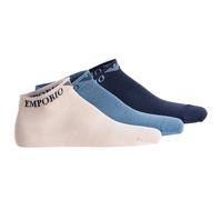 EMPORIO ARMANI Herren Sneakersocken, 3er Pack - CASUAL COTTON, Logo Marine/Nude/Blau 44-47