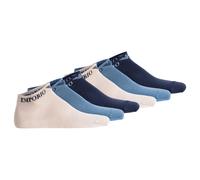 EMPORIO ARMANI Herren Sneakersocken, 6er Pack - CASUAL COTTON, Logo Marine/Nude/Blau 44-47