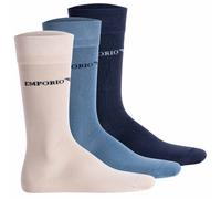EMPORIO ARMANI Herren-Socken aus lässiger Baumwolle im 3er-Pack, kurze Socken, Marine/Nude/Avio (Marineblau), Einheitsgröße