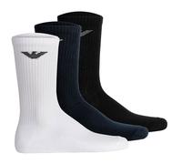 EMPORIO ARMANI Herren Socken, 3er Pack - SPORTY SPONGE, Short Socks, One Size Weiß/Schwarz/Blau / 39-46 39-46 Schwarz