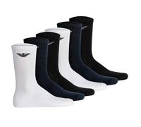 EMPORIO ARMANI Herren Socken, 6er Pack - SPORTY SPONGE, Short Socks, One Size Weiß/Schwarz/Blau / 39-46 39-46 Mehrfarbig