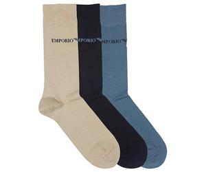 EMPORIO ARMANI Herren-Socken aus lässiger Baumwolle im 3er-Pack, kurze Socken, Marine/Nude/Avio (Marineblau), Einheitsgröße