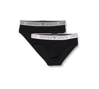 EMPORIO ARMANI Herren Stretch Cotton Endurance 2pack Briefs, Black/Black, S (2er Pack)
