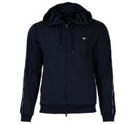 EMPORIO ARMANI Herren Sweatjacke mit Kapuze - BASIC TERRY, Zipper, Baumwoll-Mix M Blau