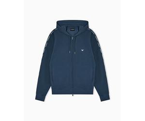 EMPORIO ARMANI Herren-Sweatshirt aus Frottee mit Kapuze, Reißverschluss, Blau, Größe L